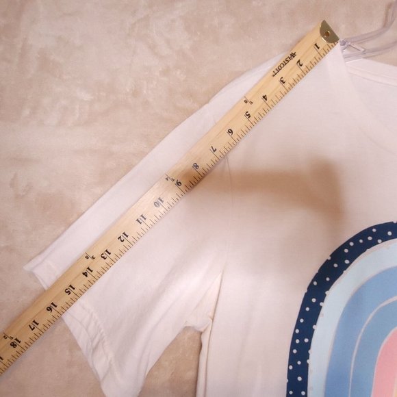Stunner California Womens T-Shirt Rainbow Dream In Color Pink Cap Sleeve L New‎ - Picture 5 of 8